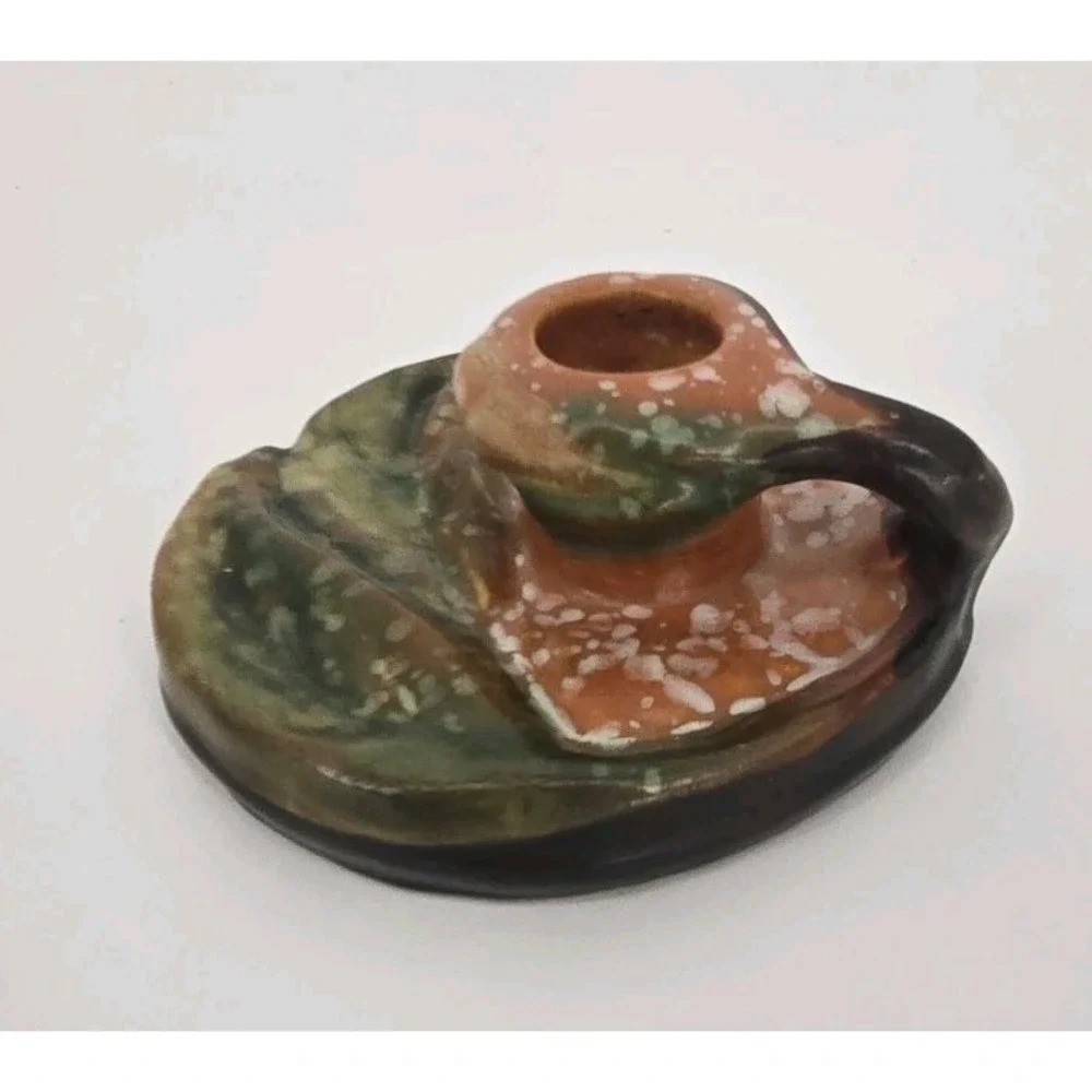 Antique Weller Pottery Malvern Snake Candle Holder Arts Crafts Signed 4.5 X 2 In
